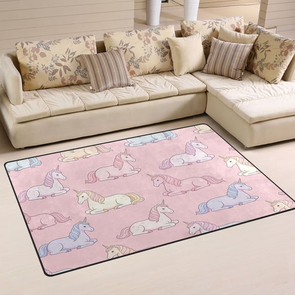 Non Slip Area Rug Living Room Mat Soft Washable Carpet for Home Decor Sitting Unicorn Pattern 31 x 20 inch