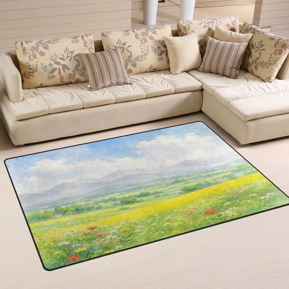 Non Slip Area Rug Living Room Mat Soft Washable Carpet for Home Decor Springtime Countryside Scene 31 x 20 inch