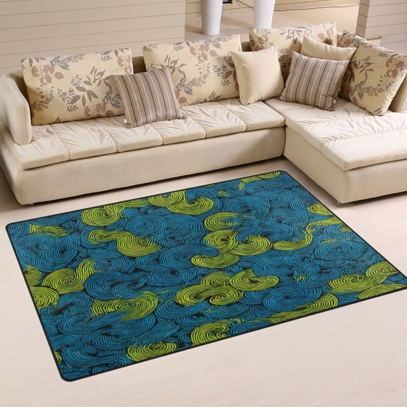 Non Slip Area Rug Living Room Mat Soft Washable Carpet for Home Decor Swirling Short Lines Pattern 31 x 20 inch