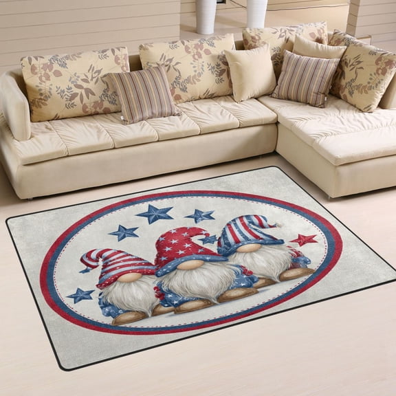 Non Slip Area Rug Living Room Mat Soft Washable Carpet for Home Decor Three Gnomes in Patriotic Attire 31 x 20 inch