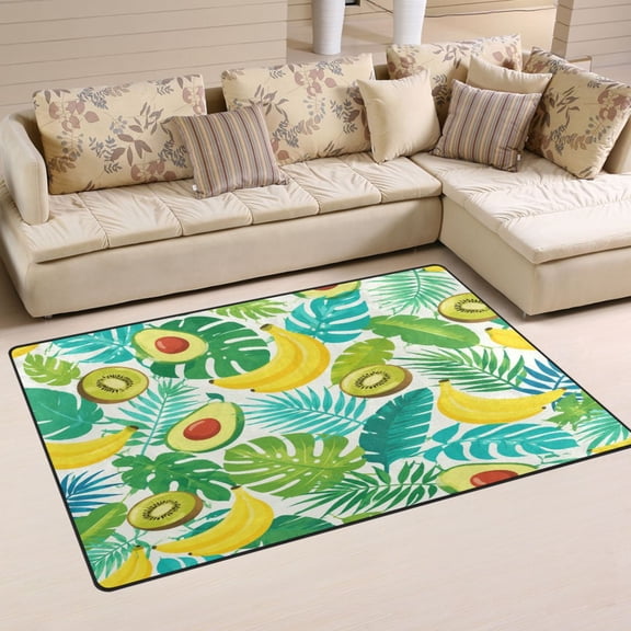Non Slip Area Rug Living Room Mat Soft Washable Carpet for Home Decor Tropical Fruit Pattern 31 x 20 inch