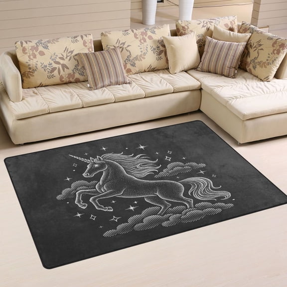 Non Slip Area Rug Living Room Mat Soft Washable Carpet for Home Decor Unicorn Made Of White Dots 31 x 20 inch