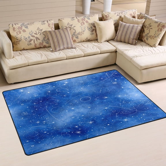 Non Slip Area Rug Living Room Mat Soft Washable Carpet for Home Decor Watercolor Blue Space Pattern 31 x 20 inch