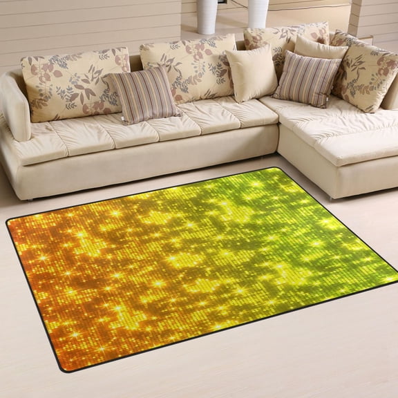 Non Slip Area Rug Living Room Mat Soft Washable Carpet for Home Decor Yellow Abstract Light Spot 31 x 20 inch