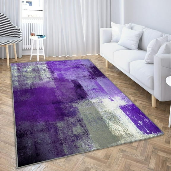 Non-Slip Area Rugs Purple And Grey Abstract Art Home Decor Rugs Carpet For Classroom Living Room Bedroom Dining Kindergarten Room-4x6ft