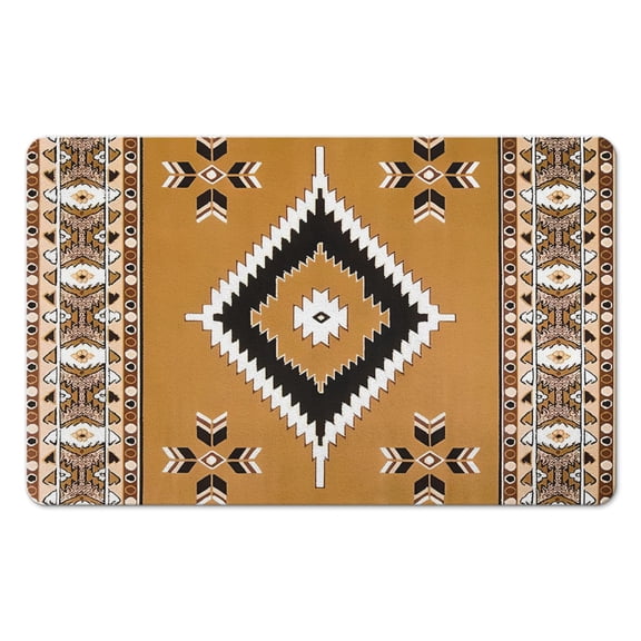 Non-Slip Aztec Boho Bathroom Rug, 20x32 inch - Luxuriously Soft and Absorbent Runner for Bathroom, Kitchen, Entryway - Perfect Modern Western Home Addition