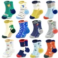 thumbnail image 1 of Non-Slip Baby Socks With Grips 12 Pairs Anti Slip Cartoon Toddler Socks For 6-12 Month Infant 1-7 Years Boys Kids, 1 of 5
