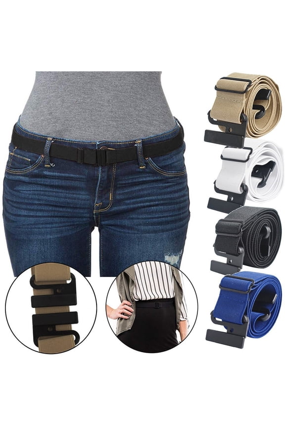 Non Slip Backing Flat Buckle Stretch No Belt Adjustable Show Belt