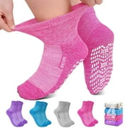 UNEEI Non-Slip Bamboo Viscose Diabetic Socks for Men and Women, 4 Pair Extra Wide Calf Gripper Socks, Seamless Toe for Ultimate Comfort,Size 11-13