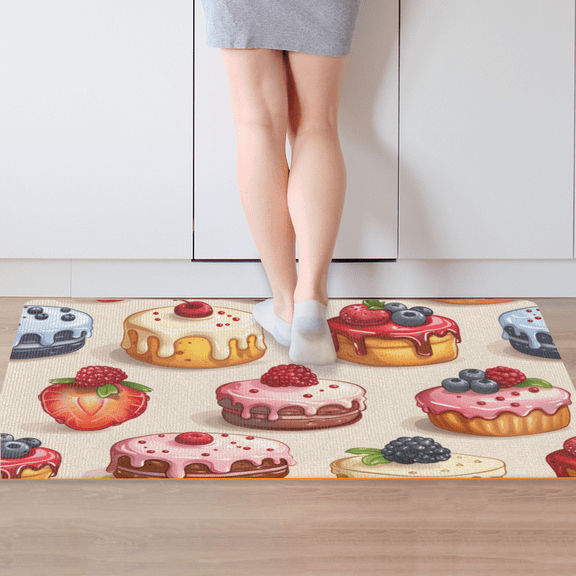 Non Slip Bath Mat,30.6x20.7 Inch Absorbent Kitchen Mat with Cake Design,Bath Mat Quick Dry Absorbent Bathroom Rugs,Easy Clean Floor Rug for Indoor Entryway,Living Room