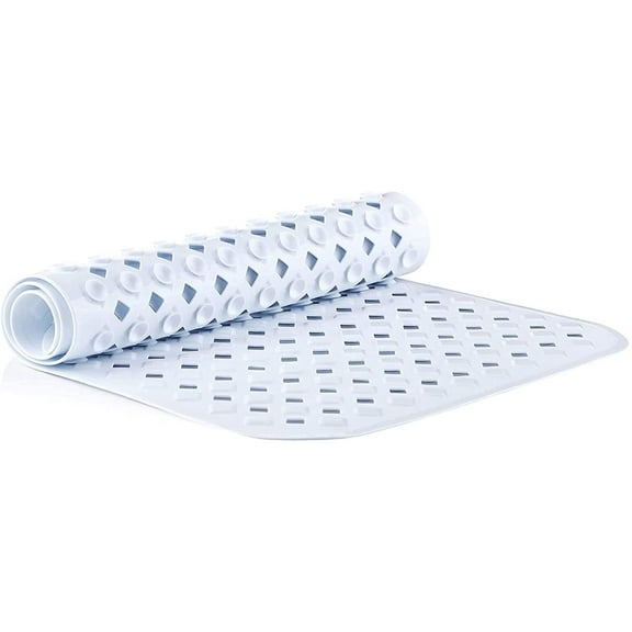 Non-Slip Bath Mat Diamond Cut White 88x40cm/35x16in With Suction Cups