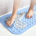 thumbnail image 1 of Non-Slip Bath Mat with Drain Holes & Suction Cups - Quick Dry Anti Mold Shower Floor Mat for Tub, Machine Washable Feet Massage Rug,Blue (27.5x15.7 Inch)‌, 1 of 9