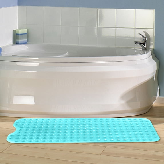 Non Slip Bath Mat Extra Long | 39.4 x 15.7 Inch Shower Floor Mat with 300 Suction Cups | Machine Washable Soft Bathroom Mats for Tub, Spa, Gym | Oversized Anti-Skid Pebble Surface, Fast Drainage