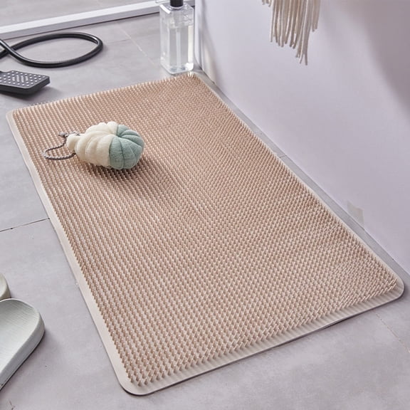 Non-Slip Bath Mat with Foot Massage | 26.38x13.39 Inch PVC Shower Floor Mat | Anti-Fall Bathroom Rug for Wet Areas | Blue/Light Blue/Pink/Gray/Khaki/Green/Yellow