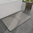 thumbnail image 1 of Non-Slip Bath Mat - Quick Dry Absorbent Faux Suede Bathroom Rug, 16" x 24" Grey & Beige Arc,Thin Design Fits Under Door, 1 of 6