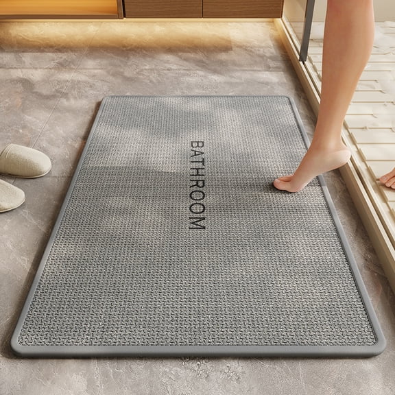 Non Slip Bath Mat, Rubber Backing Ultra Thin Bathroom Rugs Fit Under Door Quick Dry Bath Rug Shower Mat for Bathroom Floor Bathtub Shower Sink,19.6"x 31.4"，Gray（Rectangle）