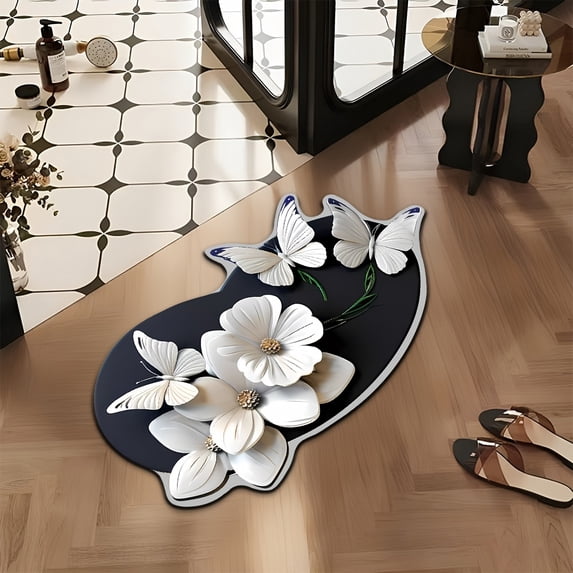Non-Slip Bath Mat - Super absorbent diatomaceous earth mat with quick drying, non-slip, and water-absorbing features. Soft and comfortable bathroom mat suitable for bathrooms, showers, laundry rooms,