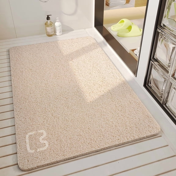 Non Slip Bath Mat, Ultra Thin Bathroom Rugs Fit Under Door Quick Dry Super Absorbent Washable Bath Rug Shower Mat for Bathroom Floor Bathtub Shower Sink,31.4"x 19.6"Cat Head Beige