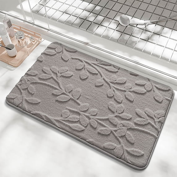Non Slip Bath Rug and Entrance Mat, Absorbent Thick Bathroom Rug with High-Density Fibers, Soft PVC Backing Floor Mat for Shower Tub, Durable Home Decor