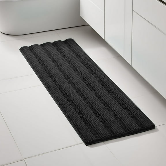 PrimeBeau Chenille Non-Skid Absorbent Bath Rug Runner, Ultra Soft Thick Washable Bathroom Mat, 47" x 17" inches