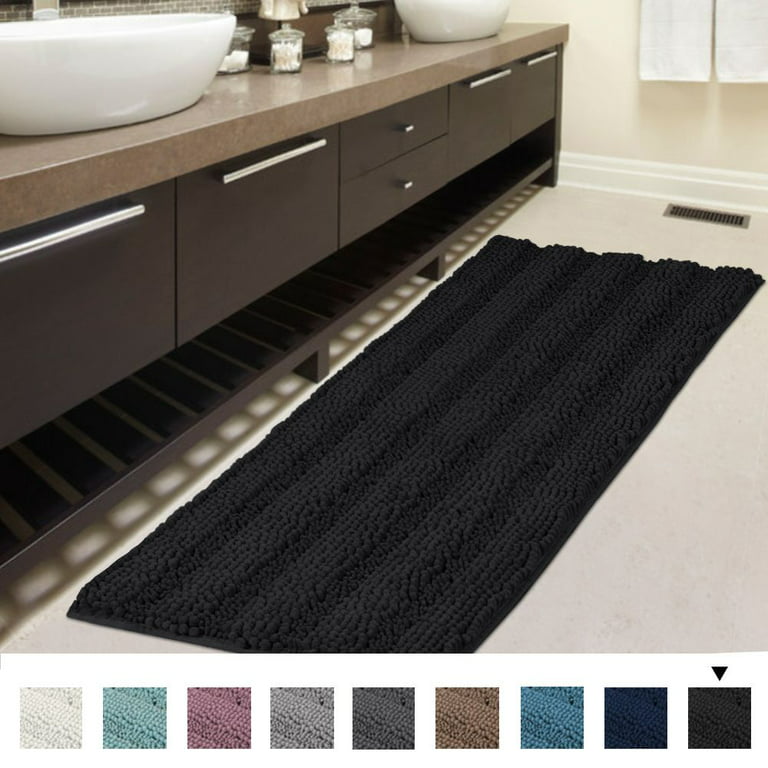 Non-Slip Bath Rug Runner Striped Plush Microfiber Bath Mat Long Size for  Floor, Ultra Soft Thick Washable Bathroom Mat Runner Feature Dry Fast Water  Absorbent (1 Piece,47 x 17 inches) 