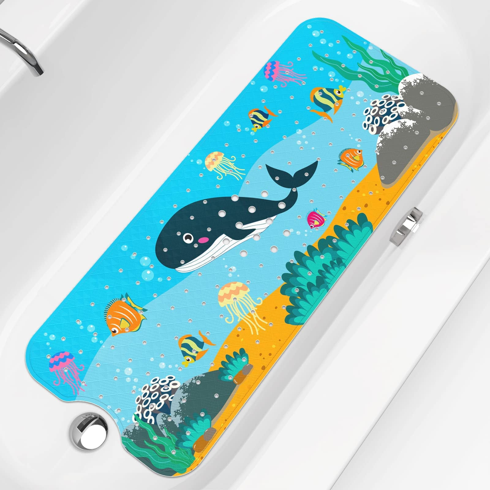 NonSlip Bath Tub Mat, Extra Soft Kids Bathtub Mat, AntiSlip Bath Mat for Bathroom Tub with