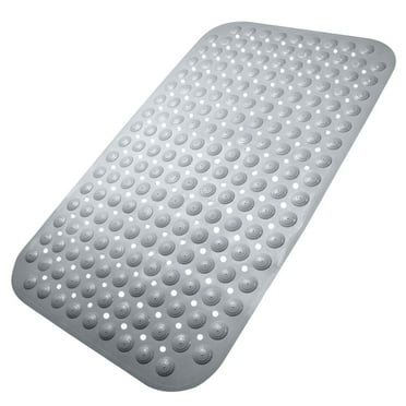 Non Slip Bath Tub Mat Shower Mat Massage Bathroom Bathtub Mat with Suction Cups and Drain Holes, Keep Floor Clean, Soft on Feet, Machine Washable Shower Floor Mat, 30.3 x 17.7 Inch (Grey )