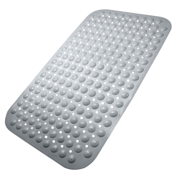 Non Slip Bath Tub Mat Shower Mat Massage Bathroom Bathtub Mat with Suction Cups and Drain Holes, Keep Floor Clean, Soft on Feet, Machine Washable Shower Floor Mat, 30.3 x 17.7 Inch (Grey )