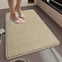 Non-Slip Bathroom Carpet Mat | Absorbent PVC Floor Mat for Bathroom & Bedroom | 60x40cm Beige Washable Entrance Rug with Anti-Skid Backing