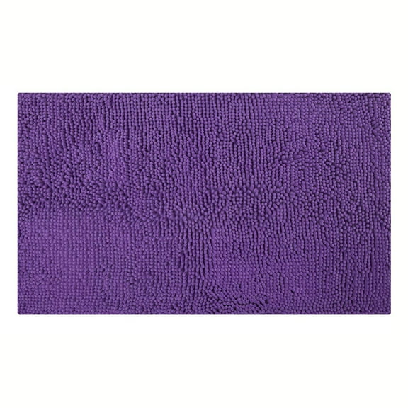 Non-Slip Bathroom Rug, Shower Mat Machine-Washable Chenille Bath Mats, Water Absorbent Soft Microfibers Carpet for Bathroom Living Room Bedroom (32 x 20inches, Purple)