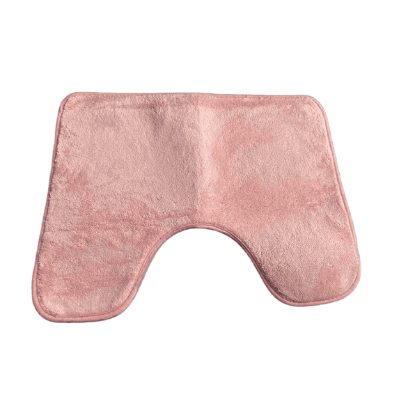 Non Slip Bathroom Rug, U Shaped Toilet Rug, 24X22 In, Plush Pink, Toilet Floor Mat, Powder Room Decor, Home Decorations, Water Absorbing, 1 Pc