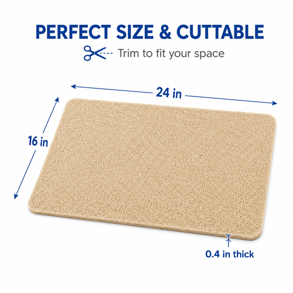 Non Slip Bathtub Mat 24 x 16 Inch, Beige Foot Scrubber Shower Mat, Fast Drying PVC Bath Mat with Drain Holes, Anti Slip Bathroom Floor Mat for Tub, Shower, Kitchen