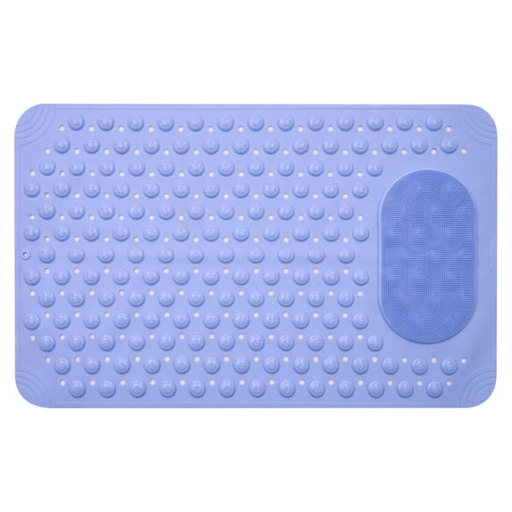 Non Slip Bathtub Mat, Anti Mold Shower Mat with Drain Holes, 27.56" x 14.57" Massage Textured Foot Scrubber Bath Mat, Soft Waterproof Anti Skid Bathroom Floor Mat for Inside Shower Tub, Lavender