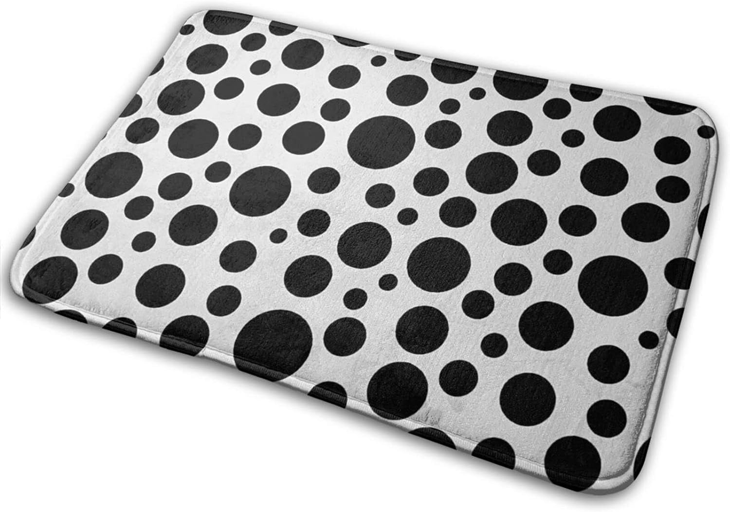 Non Slip Bathtub Mat for Elderly Black and White Polka Dots Memory Foam