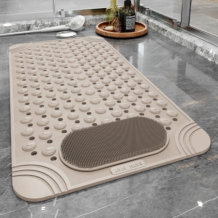 Non-Slip Bathtub Mat PVC Safety Shower with Drain Hole Bathroom Mat Creative Massage Foot Mat Easy To Clean Bathroom Accessories Bath Rugs