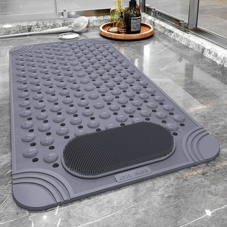 Non-Slip Bathtub Mat PVC Safety Shower with Drain Hole Bathroom Mat Creative Massage Foot Mat Easy To Clean Bathroom Accessories Bath Rugs