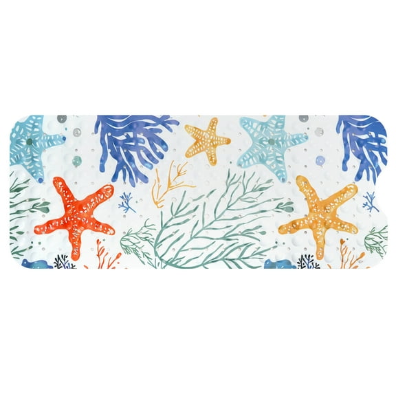 Non Slip Bathtub Mat- PVC Shower Mat with Suction Cups and Drain Holes, 39 x 15 Inches Extra Long Machine Washable Bath Mat for Tub for Bathroom Wet Floor Kids Women (Blue)