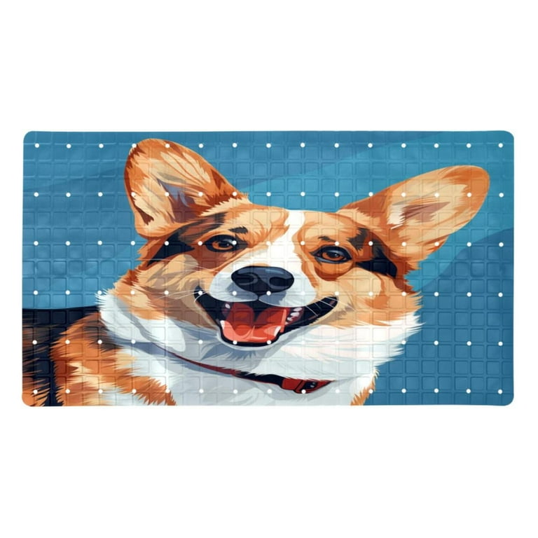 Non-Slip Bathtub Mats Corgi Dogs Prints Soft Bath Tub Bathroom