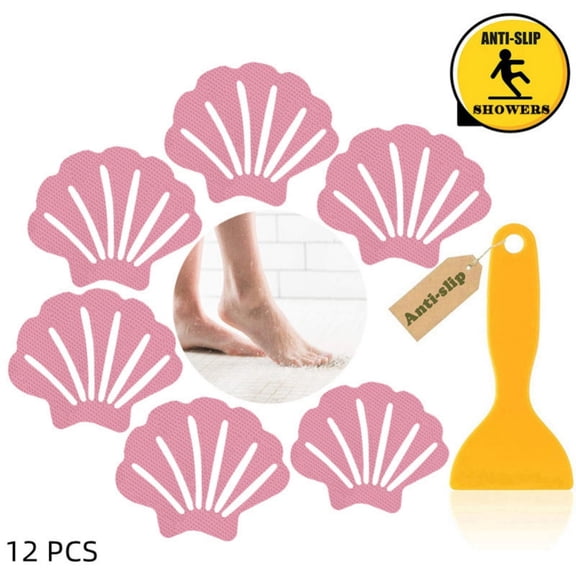 12PCS Anti Slip Shower Stickers Safety Bathtub Strips Adhesive Decals with Premium Scraper Suitable for Bathtubs, Shower Rooms, Living Rooms