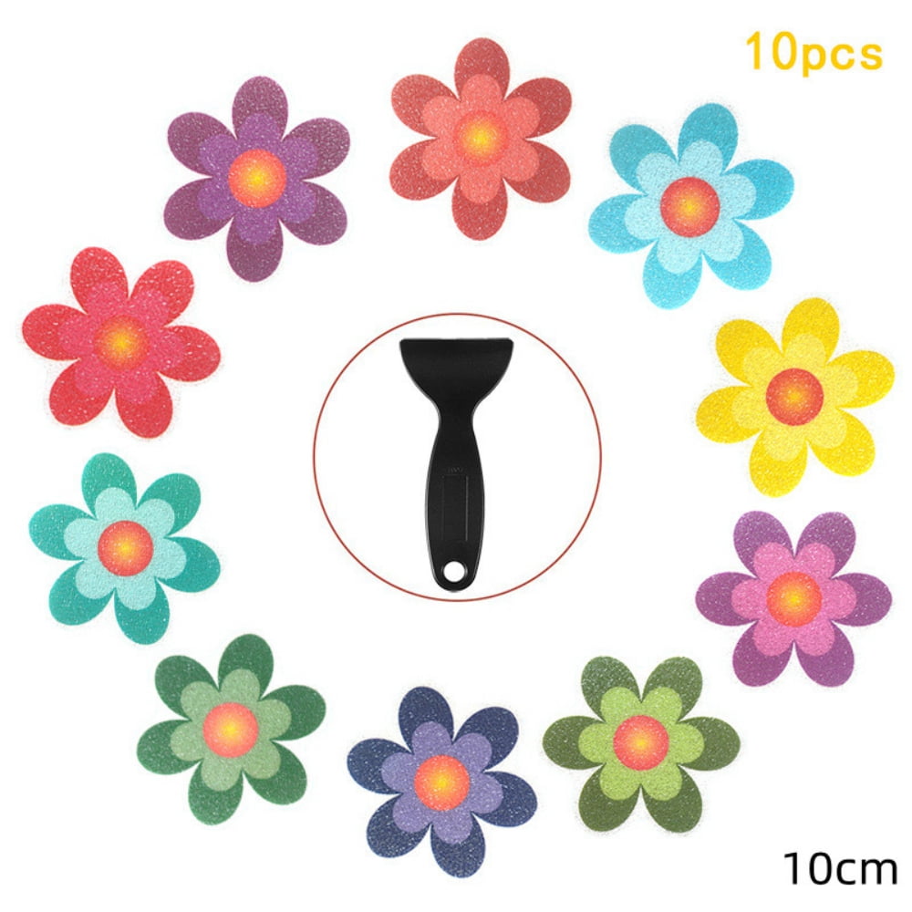 Non Slip Bathtub Stickers Adhesive Decals with Bright Colors, Daisy Bath Treads and AntiSlip