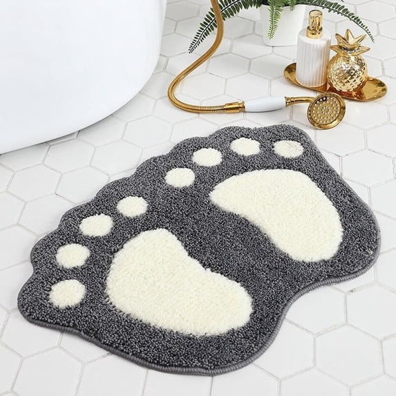 Non-Slip Big Feet Bath Toilet Mat Area Rugs Carpet Doormat Floor Mat Absorbent Mats Bathroom Rugs Bedroom Living Room Kitchen Foot Pad Rug (18.91" x 26.4", Gray)