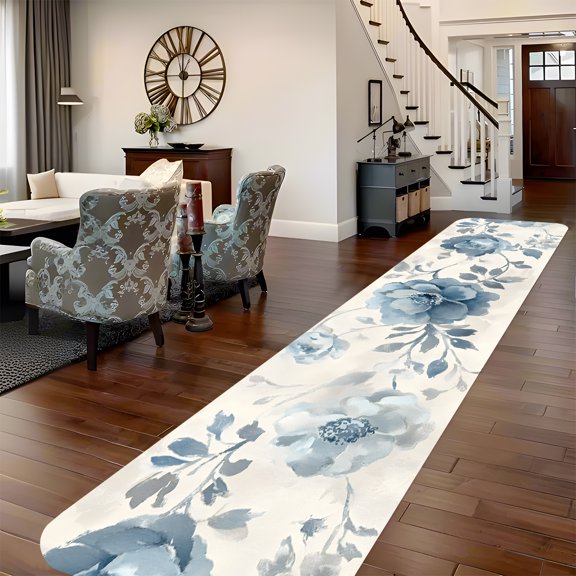 Non-Slip Bohemian Runner Rug - Soft Carpet with Adhesive Backing, Thick Cushioning | Machine Washable for Bathroom, Bedside, Hallway | Small Space & Floor Decor