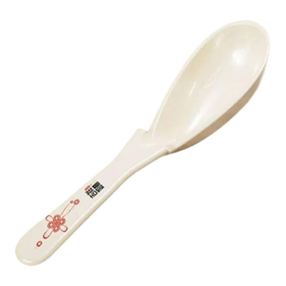 Non Slip Bowl Spoon, Stay Put Design with Deep Oval Hook, Asian Soup Spoon for Ramen and Rice, Off-White Color for Easy Use