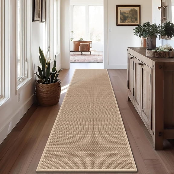 Non Slip Carpet Runners for Hallway, Absorbent Laundry Room Rug Runner Non Slip Washable,10ft Natural Jute Long Kitchen Mat Runner, Deep Brown