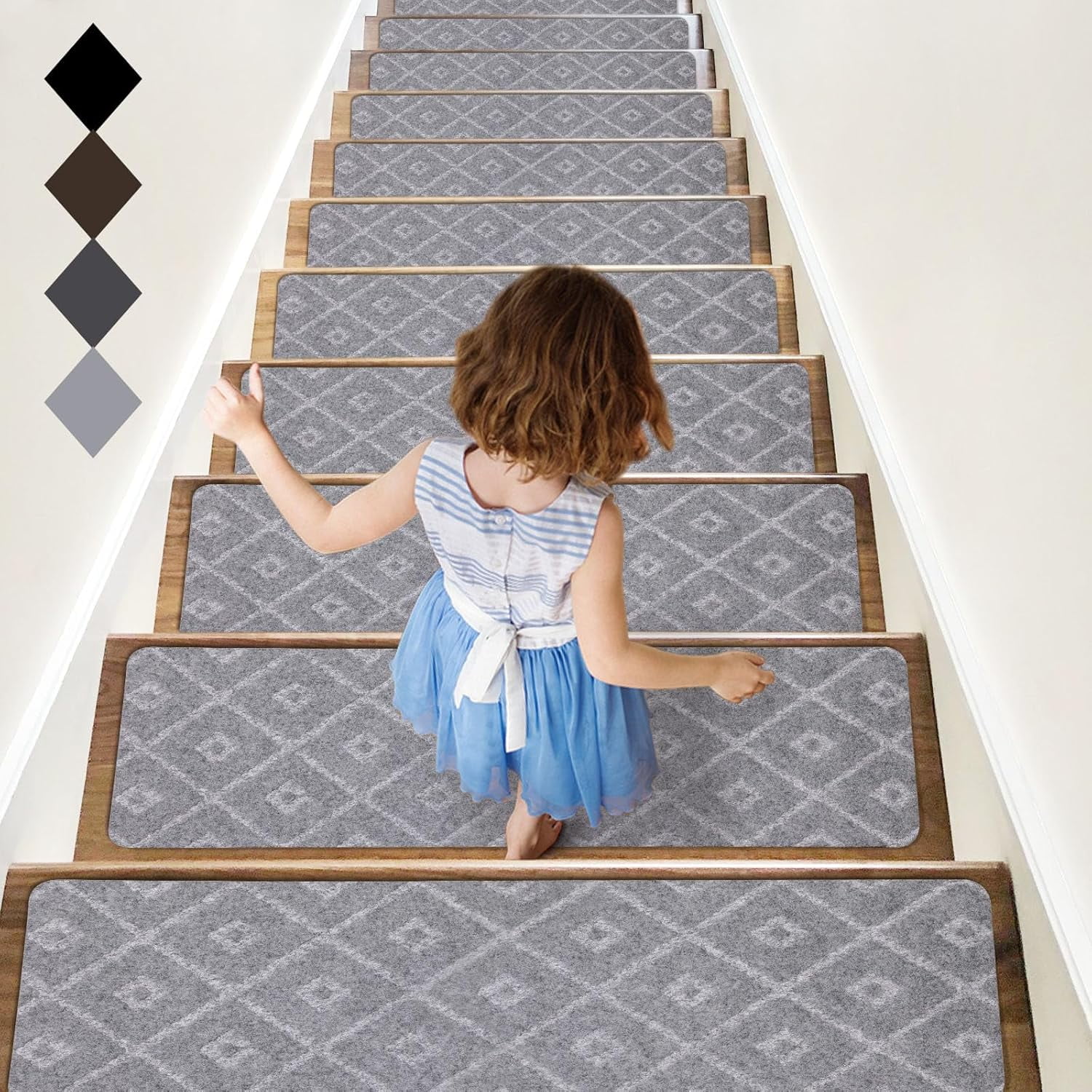 Short Rug For Step Non-Slip Carpet Stair Treads for Wooden Steps, 15 Pack Indoor Stair ...