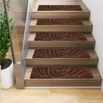 Non-Slip Carpet Stair Treads For Wooden Steps,5 Pack 8" X 30" Indoor Stair Runners For Wooden Steps, Edging Stair Rugs With Reusable Peel And Stick Adhesive For Kids Elders And Pets Brown-5Pc