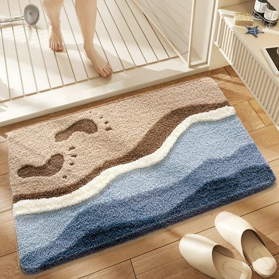 Non-Slip Cartoon Bath Rug - Flocked Absorbent Home Bathroom Mat