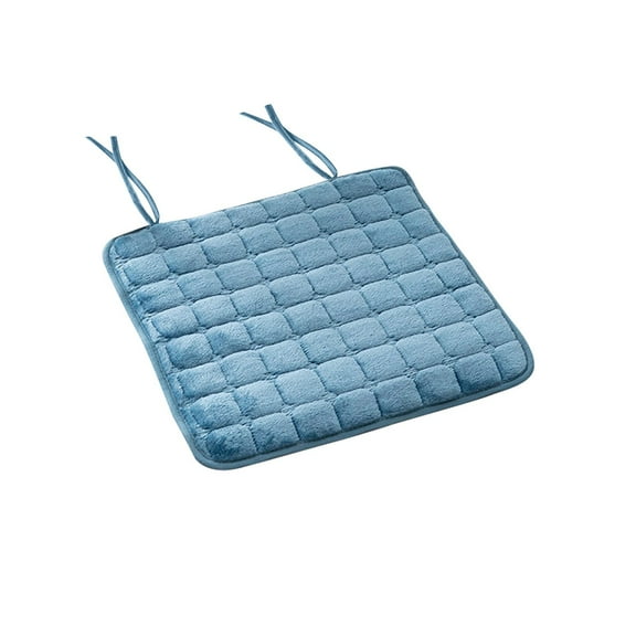 Non-Slip Chair Cushion Office Home Dining Flannel Pad - 15.7x15.7 Inch Square Comfort Support for Sedentary Back Pain (Blue)