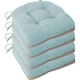 thumbnail image 1 of Non Slip Chair Cushions for Dining Chairs Set of 4 Kitchen Chair Cushions 18"x18"x3" Turfted Chair Pads Comfortable and Soft Seat Cushion with Ties, Aqua Blue, 1 of 14