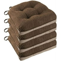 Non Slip Chair Cushions for Dining Chairs Set of 4 Kitchen Chair Cushions 18"x18"x3" Turfted Chair Pads Comfortable and Soft Seat Cushion with Ties, Coffee